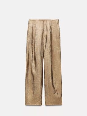 Zara Jaquard Pants ZW Collection Golden S 4786/296